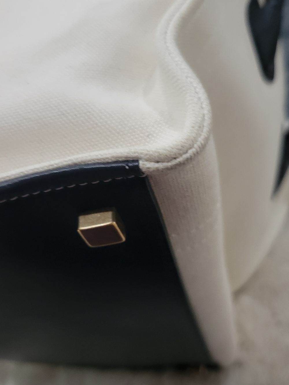 Celine Cream Canvas Tote with Black Trim - Picture 7 of 11